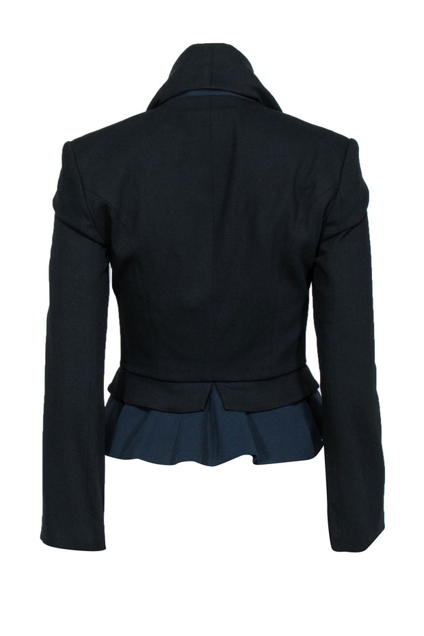 Current Boutique-McQ by Alexander McQueen - Black Layered Design Jacket w/ Clasp Trim Sz 2