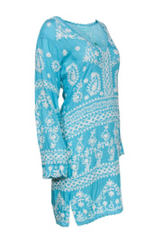 Current Boutique-Melissa Odabash - Sky Blue & White Embroidered "Natalie" Shift Dress Sz S