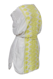 Current Boutique-Melissa Odabash - White Strapless Mini Dress w/ Yellow Embroidery Sz S