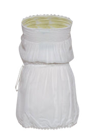 Current Boutique-Melissa Odabash - White Strapless Mini Dress w/ Yellow Embroidery Sz S