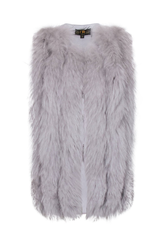 Current Boutique-Metric Knits - Grey Vest w/ Fox Fur Sz S