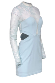 Current Boutique-Michael Costello x Revolve - Baby Blue Floral Lace Sheath Dress w/ Cutouts Sz S