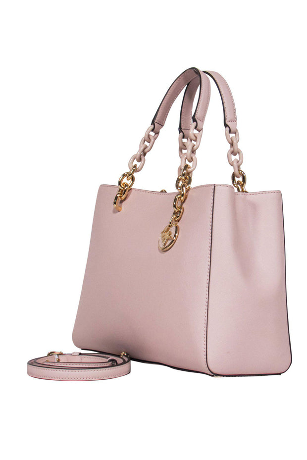 Current Boutique-Michael Kors - Baby Pink Leather Convertible Satchel w/ Chain Handles