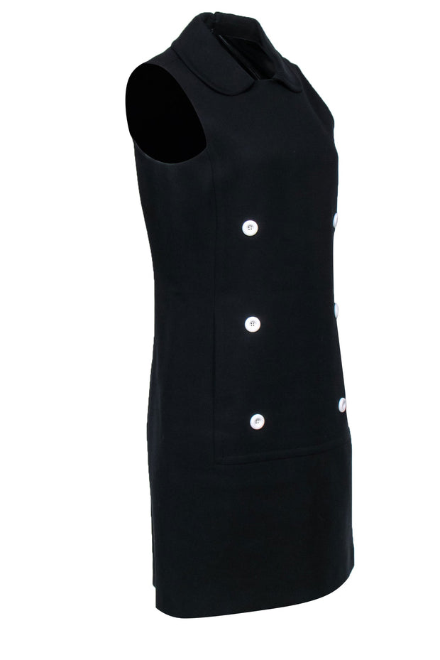 Current Boutique-Michael Kors - Black Cotton Shift Dress Double Breasted Classic Front Design Sz 8