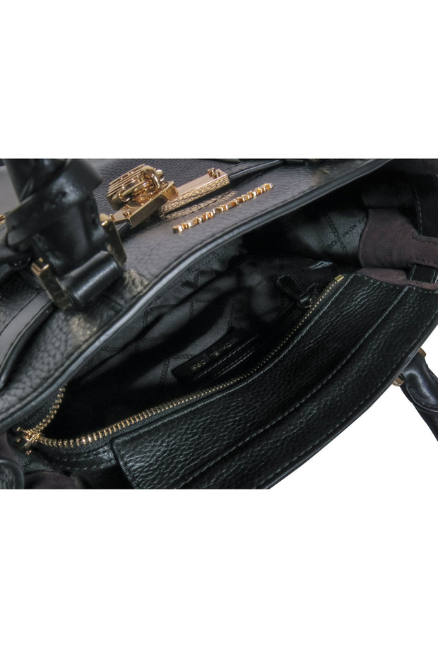 Current Boutique-Michael Kors - Black Pebbled Leather Structured Convertible Crossbody w/ Studded Trim & Lock