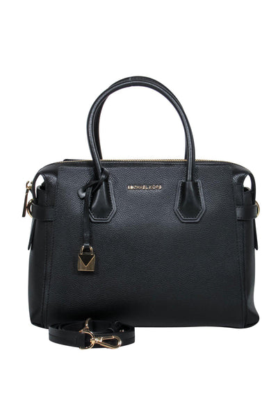 Current Boutique-Michael Kors - Black Pebbled Leather Structured Convertible Satchel