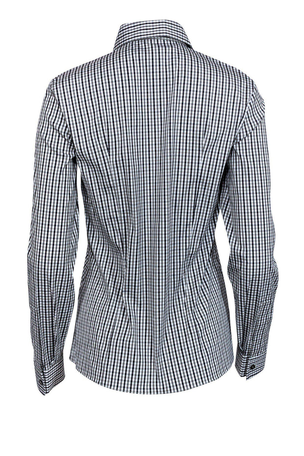 Current Boutique-Michael Kors - Black, White & Gray Checkered Button-Up Sz 2