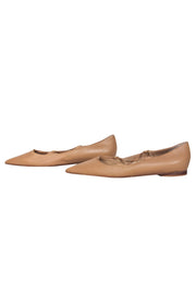 Current Boutique-Michael Kors Collection - Nude Leather Lace-Up Pointed Toe Flats Sz 9