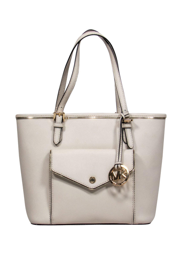 Current Boutique-Michael Kors - Cream Leather Mini Zipper Tote