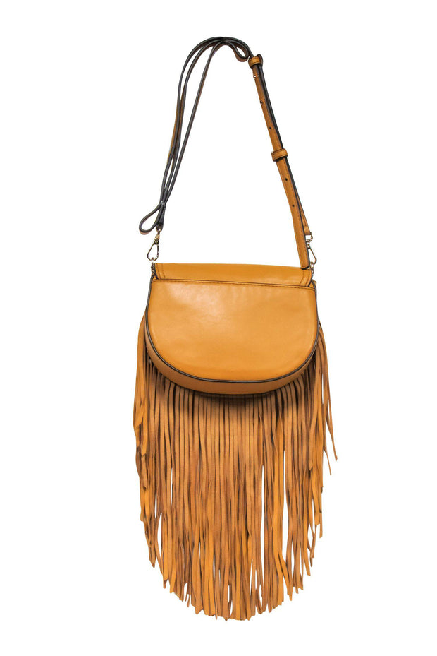 Current Boutique-Michael Kors - Mustard Yellow Leather Crossbody w/ Fringe Trim