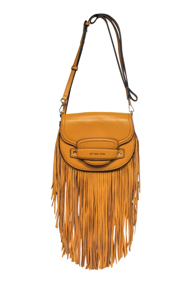 Current Boutique-Michael Kors - Mustard Yellow Leather Crossbody w/ Fringe Trim