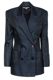 Current Boutique-Michael Kors - Navy Textured Double Breasted Silk Blazer Sz 6