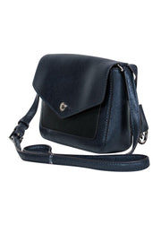 Current Boutique-Michael Kors - Navy Textured Leather Crossbody w/ Contrasting Pocket