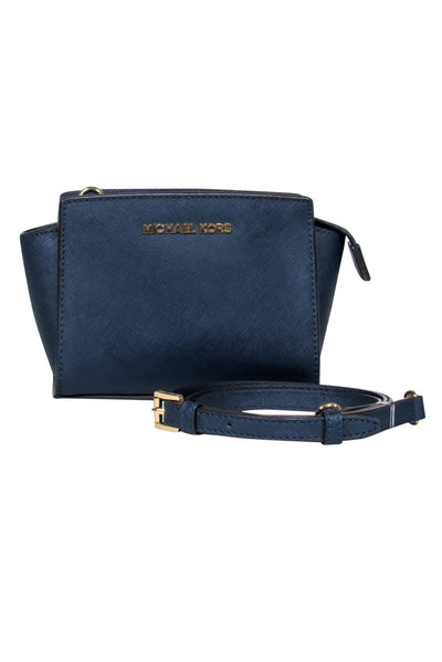 Current Boutique-Michael Kors - Navy Textured Leather Mini Crossbody