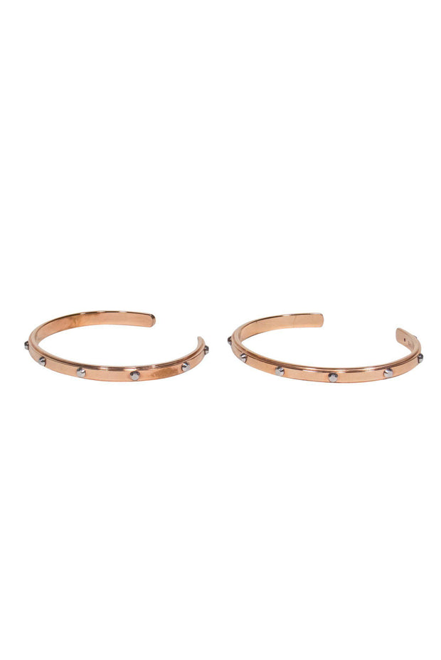 Current Boutique-Michael Kors - Rose Gold Open Bangles w/ Silver Studs