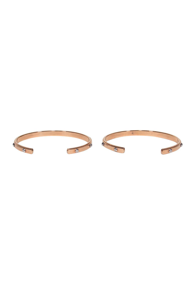 Current Boutique-Michael Kors - Rose Gold Open Bangles w/ Silver Studs