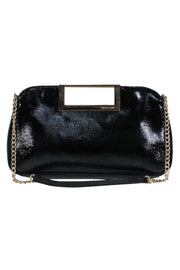 Current Boutique-Michael Michael Kors - Black Patent Leather Gold Chain Shoulder Bag