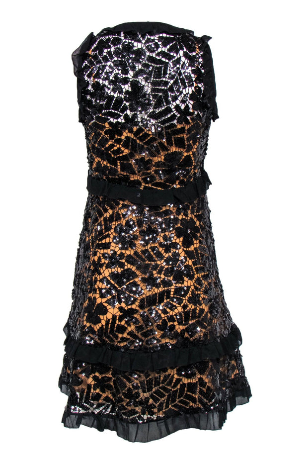 Current Boutique-Michael Michael Kors - Black Sequin Lace Dress w/ Nude Lining Sz XS