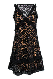 Current Boutique-Michael Michael Kors - Black Sequin Lace Dress w/ Nude Lining Sz XXS