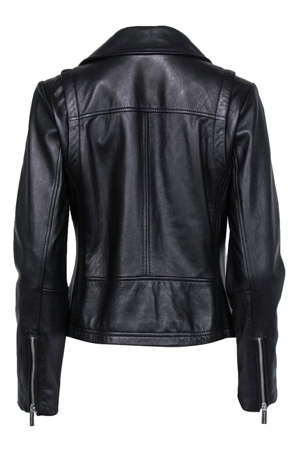 Current Boutique-Michael Michael Kors - Black Smooth Leather Moto Jacket Sz M