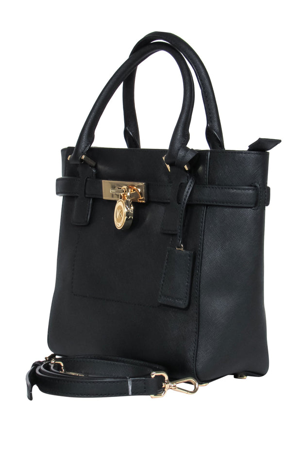 Current Boutique-Michael Michael Kors - Black Textured Leather Convertible Satchel