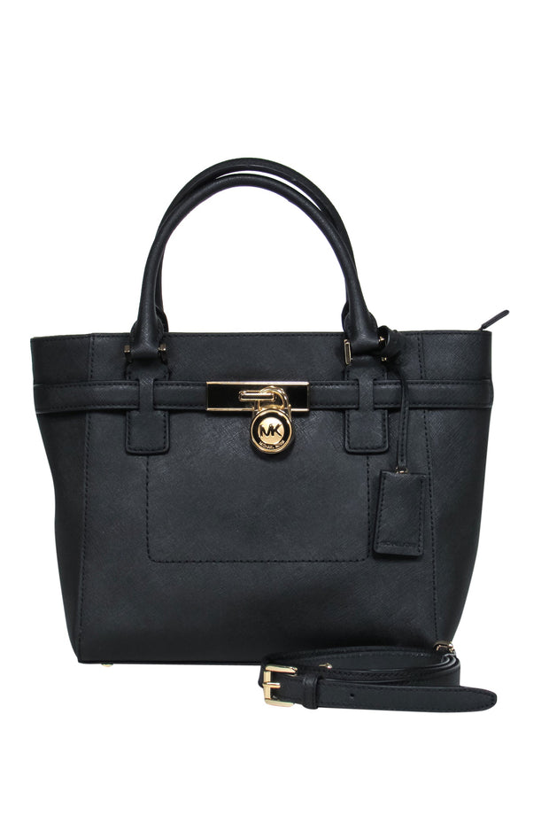 Current Boutique-Michael Michael Kors - Black Textured Leather Convertible Satchel