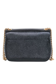 Current Boutique-Michael Michael Kors - Black Textured Leather Crossbody w/ Twist Lock & Chain Strap