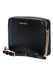 Current Boutique-Michael Michael Kors - Black Textured Leather Square Crossbody