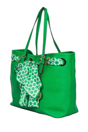 Current Boutique-Michael Michael Kors - Bright Green Leather Tote w/ Satin Scarf Trim