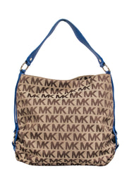 Current Boutique-Michael Michael Kors - Brown Logo Tote w/ Blue Leather Handle