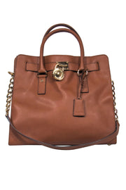 Current Boutique-Michael Michael Kors - Brown Textured "Hamilton" Leather Satchel