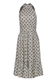 Current Boutique-Michael Michael Kors - Cream & Tan Bohemian Print Pleated Midi Dress w/ Flounce Hem Sz XS