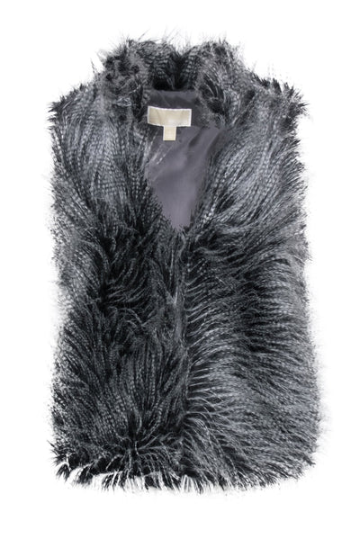 Current Boutique-Michael Michael Kors - Grey & Black Faux Racoon Fur Clasped Vest Sz S