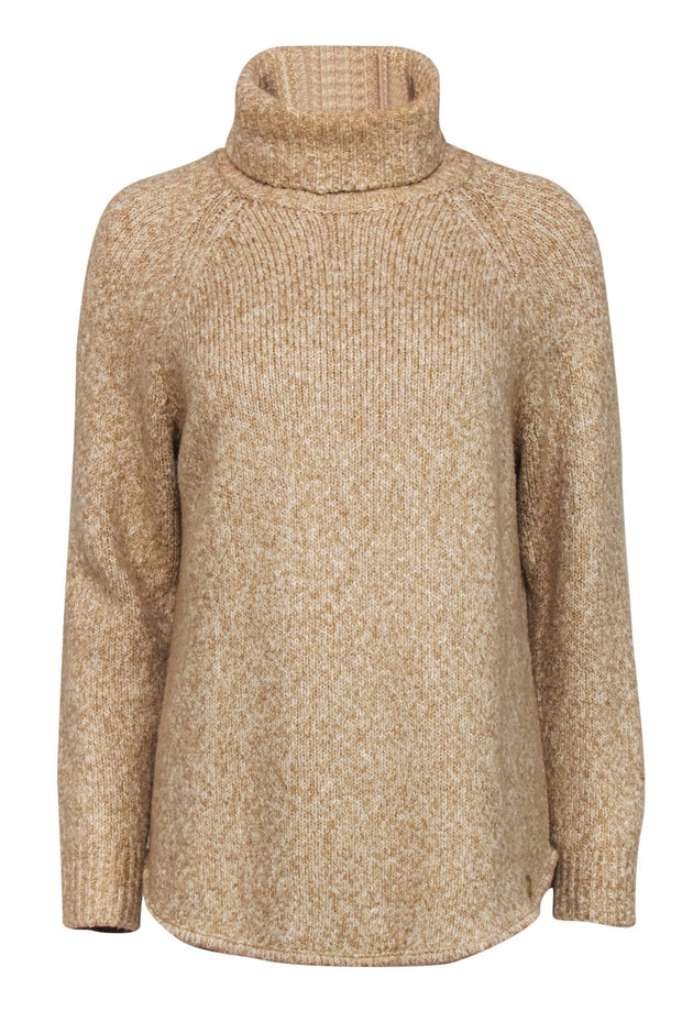 Current Boutique-Michael Michael Kors - Light Brown Cotton Blend Woven Turtleneck Sz L