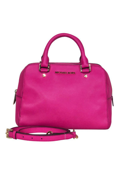 Current Boutique-Michael Michael Kors - Magenta Leather Gold Chain Convertible Satchel