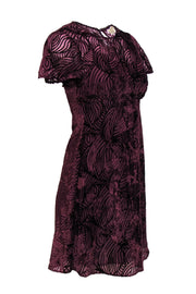 Current Boutique-Michael Michael Kors - Maroon Velvet Textured Short Sleeve Fit & Flare Dress Sz 00