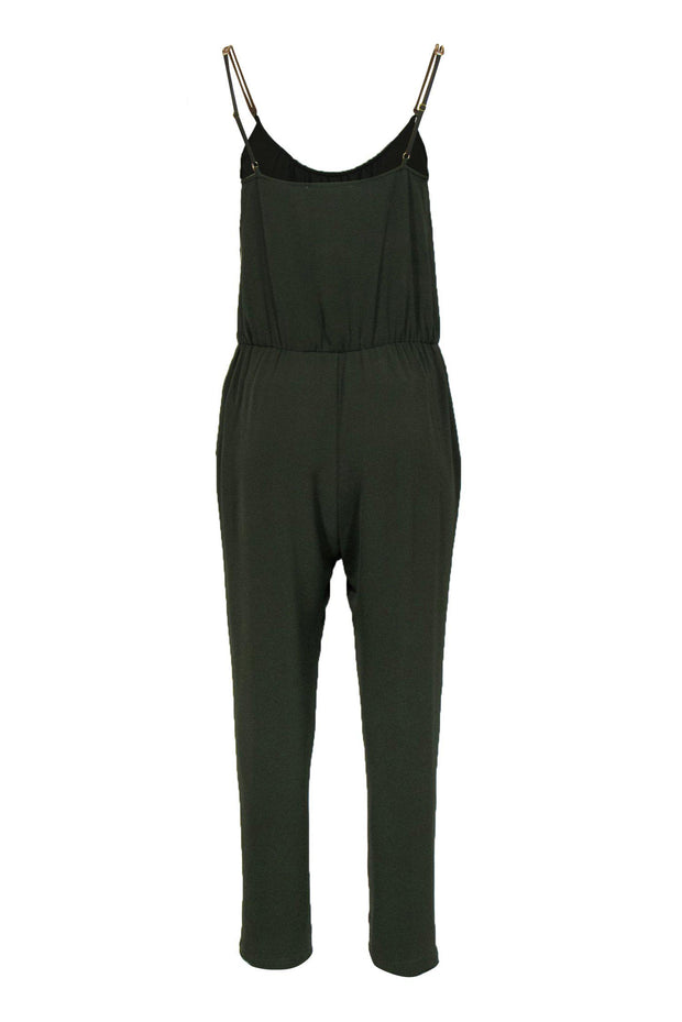 Current Boutique-Michael Michael Kors - Olive Sleeveless Skinny Leg Jumpsuit w/ Gold Chain Straps Sz M