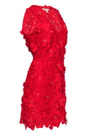 Current Boutique-Michael Michael Kors - Red Flower Applique Eyelet Sheath Dress w/ Studs Sz 10