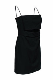 Current Boutique-Michelle Mason - Black Skinny Strap Mini Sheath Party Dress w/ Cutout Sz 8