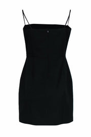 Current Boutique-Michelle Mason - Black Skinny Strap Mini Sheath Party Dress w/ Cutout Sz 8