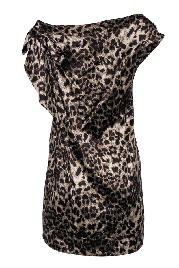 Current Boutique-Miguelina - Leopard Print Shift Dress w/ Shoulder Tie Sz M