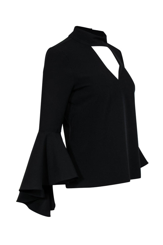 Current Boutique-Milly - Black Bell Sleeve Blouse w/ Cutout Sz 4