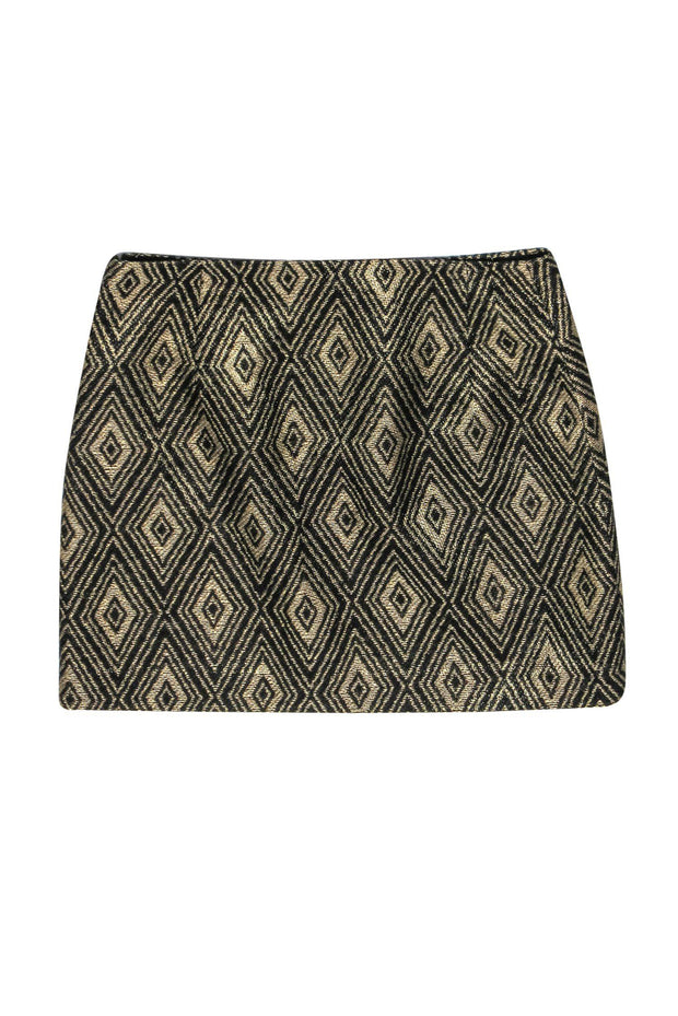 Current Boutique-Milly - Black & Gold Printed Miniskirt Sz 8