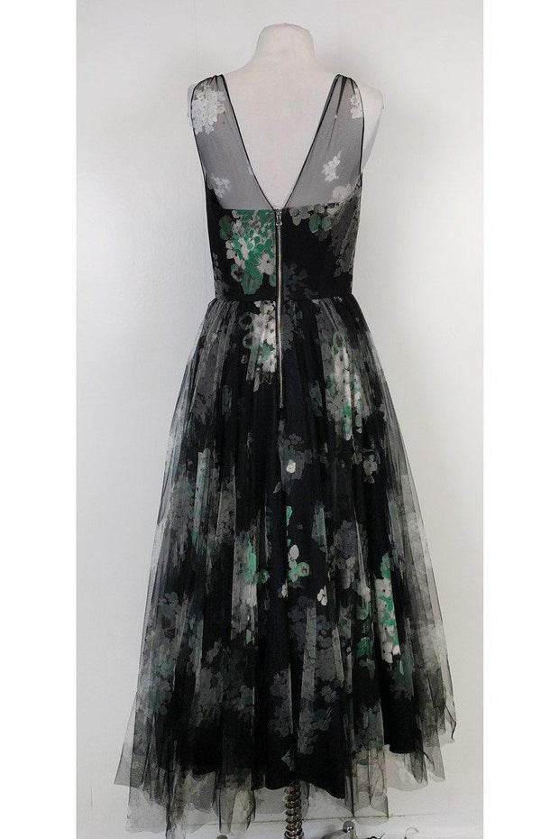 Current Boutique-Milly - Black & Green Floral Gown Sz 8