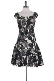 Current Boutique-Milly - Black & Grey Flared Dress Sz 4