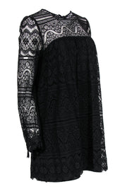 Current Boutique-Milly - Black Lace Long Sleeve Shift Dress Sz 8