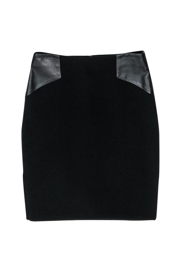 Current Boutique-Milly - Black Pencil Skirt w/ Leather Paneling Sz 8