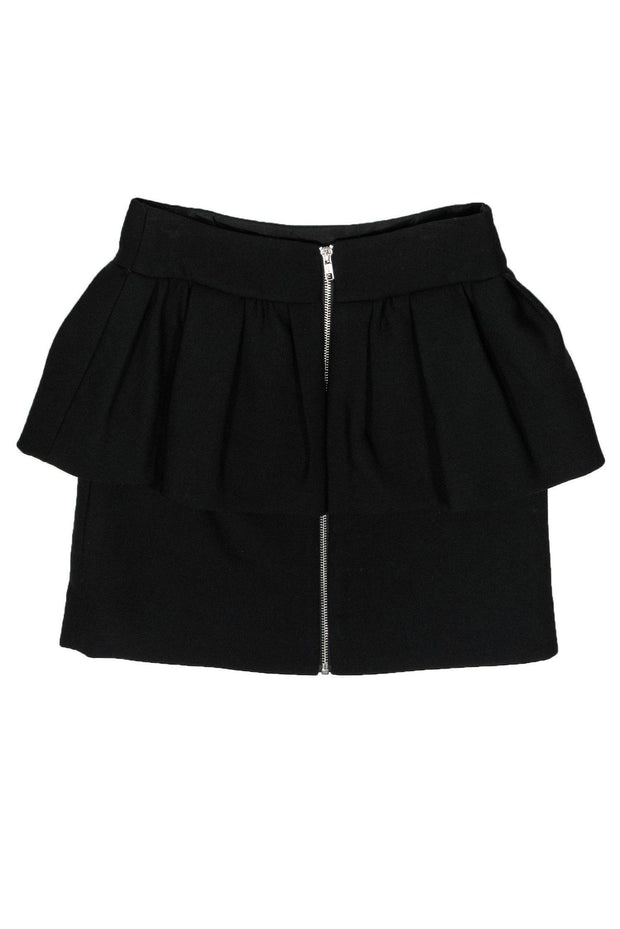 Current Boutique-Milly - Black Peplum Wool Blend Miniskirt Sz 4