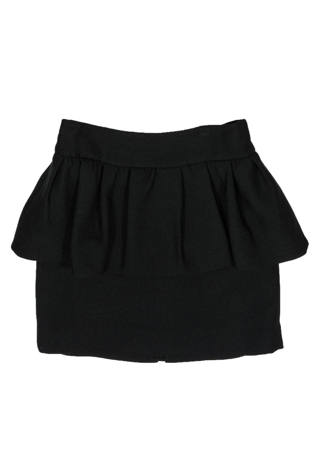 Current Boutique-Milly - Black Peplum Wool Blend Miniskirt Sz 4