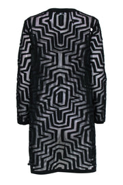 Current Boutique-Milly - Black & Sheer Maze Print Mid Length Jacket Sz 12